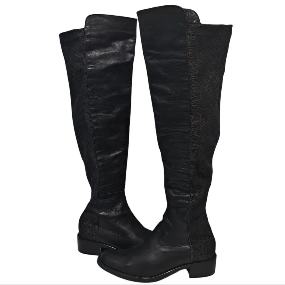 Sesto Meucci Leather Riding Slouchy Knee High Phyton Print Gothic Boots Size 7